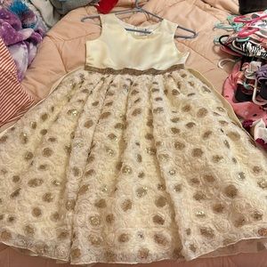 Rare Editions gold and white party dress